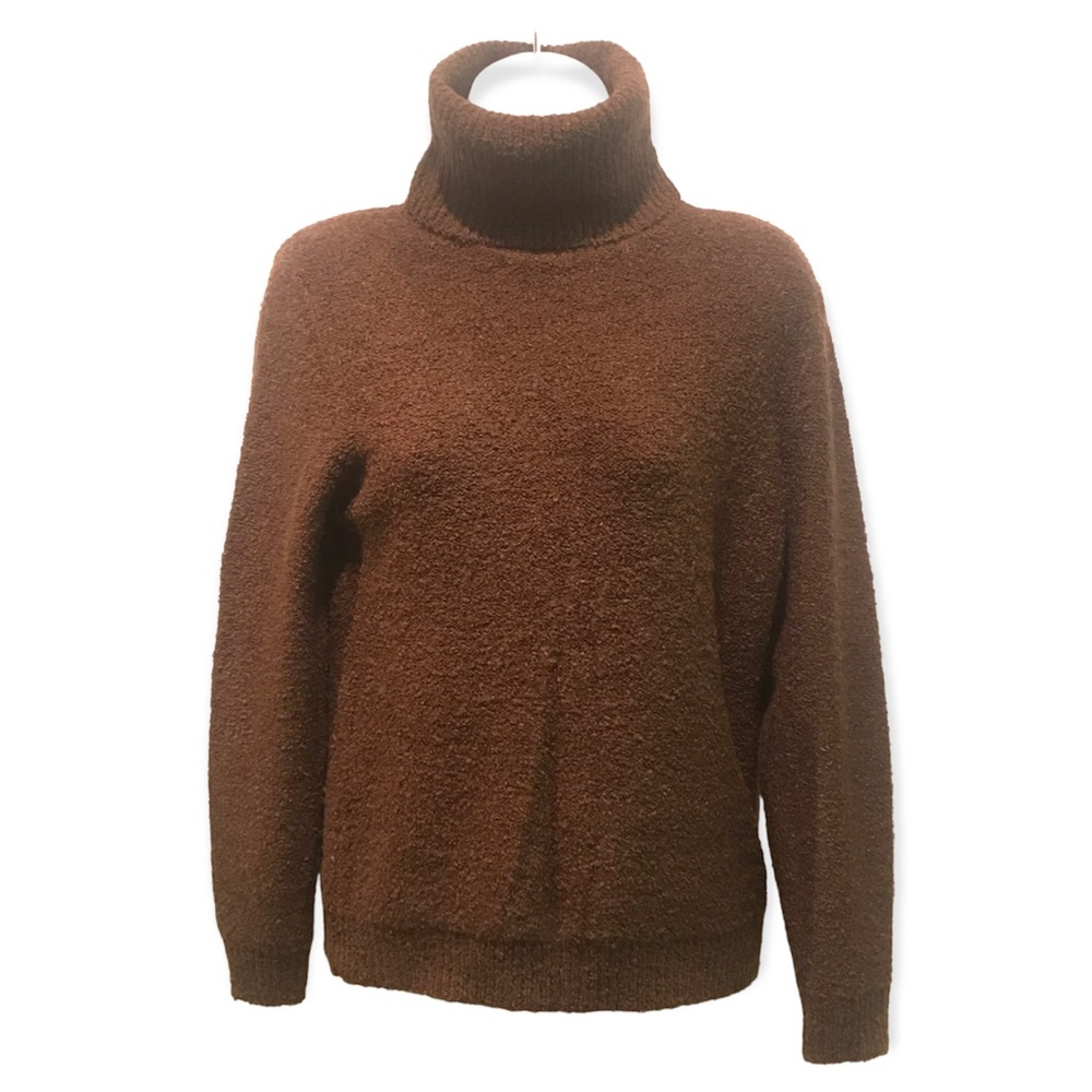 Joyce Sweater Women’s Brown Turtleneck Boucle Vintage Winter Classic Sz Medium